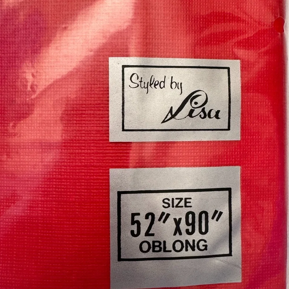 Oblong Flannelback Tablecloth Vinyl Solid Red Holiday‎ Graduation Oblong 52